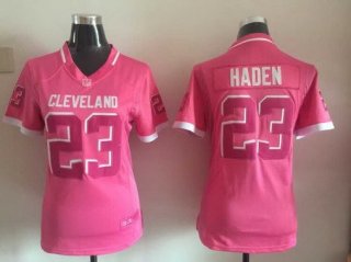 Women's Cleveland Browns #23 Joe Haden Pink Bubble Gum 2015 NFL Jersey