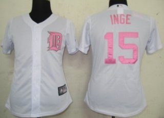 Detroit Tigers #15 Inge White With Pink Womens Jersey