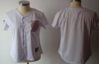 Detroit Tigers Blank White With Pink Womens Jersey