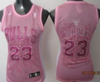 Chicago Bulls #23 Michael Jordan Pink Womens Jersey