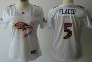 Baltimore Ravens #5 Joe Flacco White Fem Fan Womens Jersey