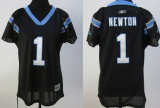 Carolina Panthers #1 Cam Newton Black Womens Field Flirt Fashion Jersey