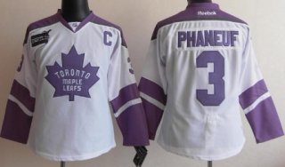 Toronto Maple Leafs #3 Dion Phaneuf White Womens Fights Cancer Jersey