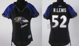 Baltimore Ravens #52 Ray Lewis 2011 Black Womens Field Flirt Fashion Jersey