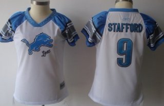 Detroit Lions #9 Matthew Stafford 2011 White Womens Field Flirt Fashion Jersey