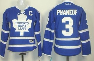 Toronto Maple Leafs #3 Dion Phaneuf Blue Womens Jersey