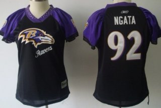 Reebok Baltimore Ravens #92 Haloti Ngata 2011 Black Womens Field Flirt Fashion Jersey