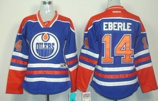 Edmonton Oilers #14 Jordan Eberle Royal Blue Womens Jersey