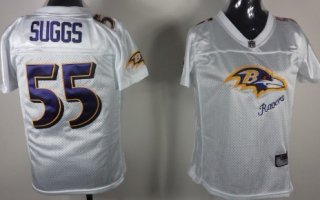 Baltimore Ravens #55 Terrell Suggs 2011 White Stitched Womens Jersey