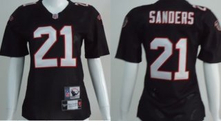 Atlanta Falcons #21 Deion Sanders Black Throwback Womens Jersey