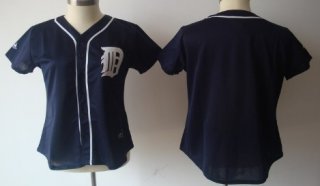 Detroit Tigers Blank Navy Blue Womens Jersey