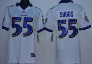 Nike Baltimore Ravens #55 Terrell Suggs White Game Womens Jersey