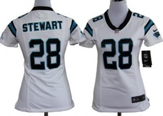 Nike Carolina Panthers #28 Jonathan Stewart White Game Womens Jersey