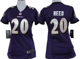 Nike Baltimore Ravens #20 Ed Reed Purple Game Womens Jersey