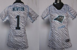 Nike Carolina Panthers #1 Cam Newton 2012 Womens Zebra Fashion Jersey