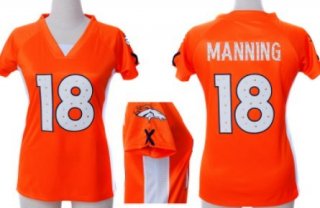 Nike Denver Broncos #18 Peyton Manning 2012 Orange Womens Draft Him II Top Jersey