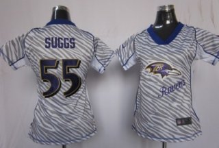 Nike Baltimore Ravens #55 Terrell Suggs 2012 Womens Zebra Fashion Jersey