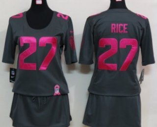 Nike Baltimore Ravens #27 Ray Rice Breast Cancer Awareness Gray Womens Jersey