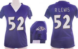 Nike Baltimore Ravens #52 Ray Lewis 2012 Purple Womens Draft Him II Top Jersey