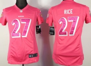 Nike Baltimore Ravens #27 Ray Rice Pink Sweetheart Diamond Womens Jersey