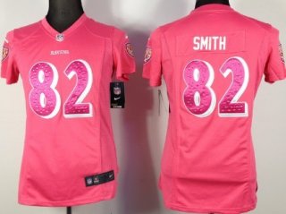 Nike Baltimore Ravens #82 Torrey Smith Pink Sweetheart Diamond Womens Jersey