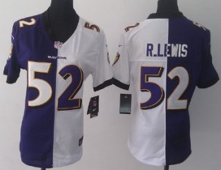 Nike Baltimore Ravens #52 Ray Lewis Purple/White Two Tone Womens Jersey