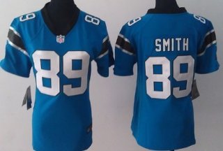 Nike Carolina Panthers #89 Steve Smith Light Blue Game Womens Jersey