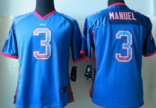 Nike Buffalo Bills #3 EJ Manuel Drift Fashion Blue Womens Jersey