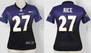 Nike Baltimore Ravens #27 Ray Rice Purple/Black Fadeaway Womens Jersey