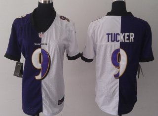 Nike Baltimore Ravens #9 Justin Tucker Purple/White Two Tone Womens Jersey