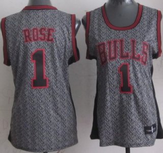 Chicago Bulls #1 Derrick Rose Gray Static Fashion Womens Jersey