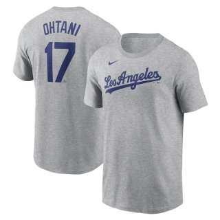 Men's Los Angeles Dodgers #17 Shohei Ohtani Gray 2024 Fuse Name & Number T-Shirt