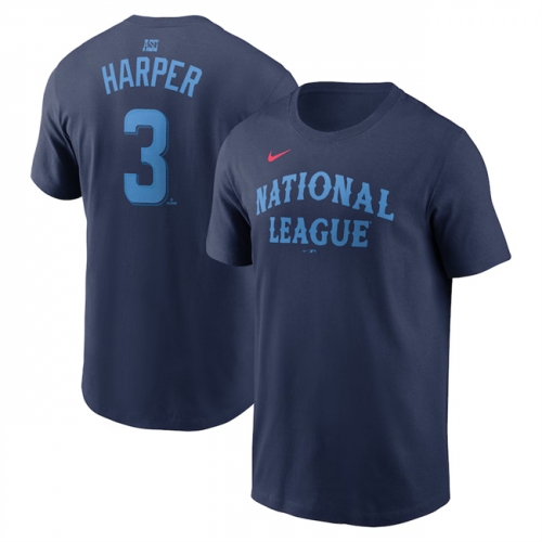 Men's National League #3 Bryce Harper Navy 2024 All-Star Name & Number T-Shirt