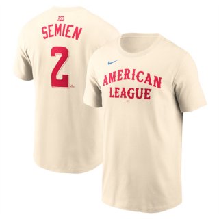 Men's American League #2 Marcus Semien Cream 2024 All-Star Name & Number T-Shirt