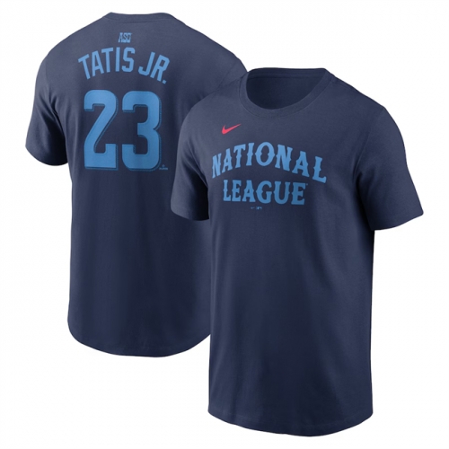 Men's National League #23 Fernando Tatis Jr. Navy 2024 All-Star Name & Number T-Shirt