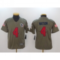 Youth Houston Texans #4 Deshaun Watson Olive Salute To Service Limited Stitched NFL Jersey