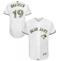 Blue Jays #19 Jose Bautista White Flexbase Authentic Collection 2016 Memorial Day Stitched MLB Jersey