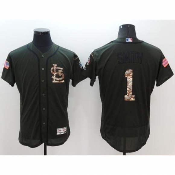 Cardinals #1 Ozzie Smith Green Flexbase Authentic Collection Salute to Service Stitched MLB Jersey