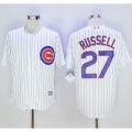 Cubs #27 Addison Russell White Strip New Cool Base Stitched MLB Jersey