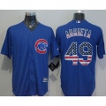 Cubs #49 Jake Arrieta Blue USA Flag Fashion Stitched MLB Jersey