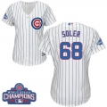 Cubs #68 Jorge Soler White(Blue Strip) Home 2016 World Series Champions Women's Stitched MLB Jersey