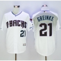 Diamondbacks #21 Zack Greinke White/Capri New Cool Base Stitched MLB Jersey