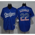 Dodgers #22 Clayton Kershaw Blue USA Flag Fashion Stitched MLB Jersey