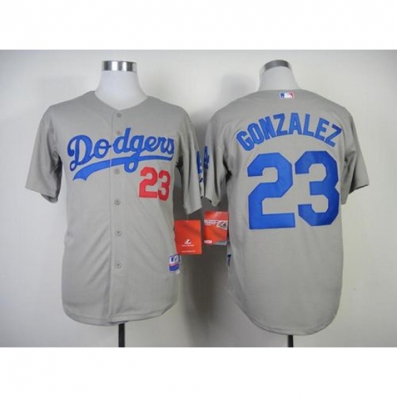 Dodgers #23 Adrian Gonzalez Grey Cool Base Stitched MLB Jersey