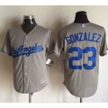 Dodgers #23 Adrian Gonzalez Grey New Cool Base Stitched MLB Jersey