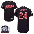 indians #24 Manny Ramirez Navy Blue Flexbase Authentic Collection 2016 World Series Bound Stitched MLB Jersey