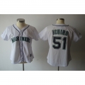 Mariners #51 ichiro Suzuki White Women's Fashion Stitched MLB Jersey