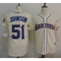 Mariners #51 Randy Johnson Cream New Cool Base Stitched MLB Jersey