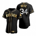 Men's Boston Red Sox #34 David Ortiz Black/Gold Flex base Stitched Baseball Jersey