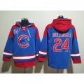 Men's Chicago Cubs #24 Cody Bellinger Royal/Red Ageless Must-Have Lace-Up Pullover Hoodie